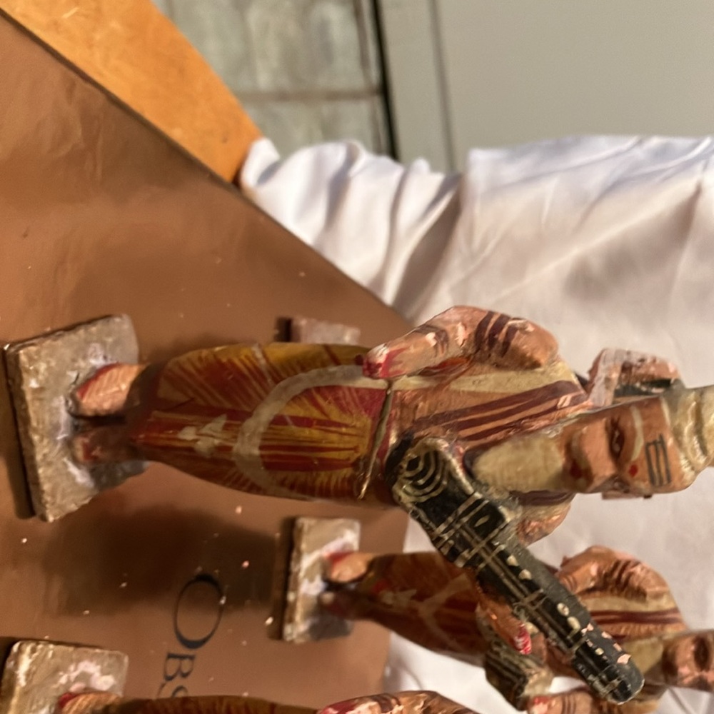 Vintage , hand carved n hand painted wooden 10 pc Egyptian style band each - Picture 7 of 15